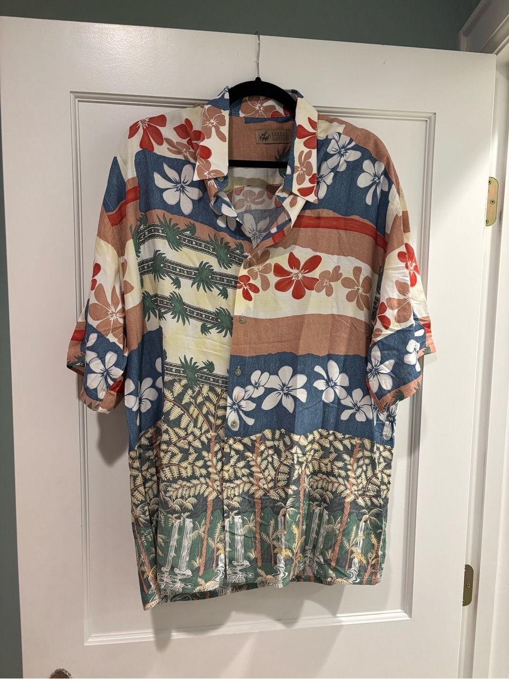 Tommy Bahama Multicolor Tropical Print Camp Shirt - Blue/Red/Cream/Brown/Green